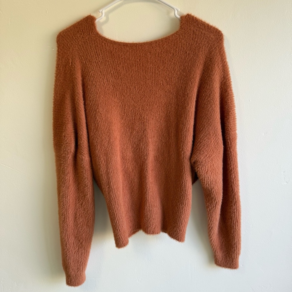 Pumpkin Orange Fuzzy Cozy Sweater - Picture 2 of 5